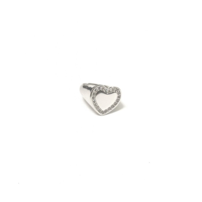 Anello Chevalier argento bianco cuore zirconato personalizzabile