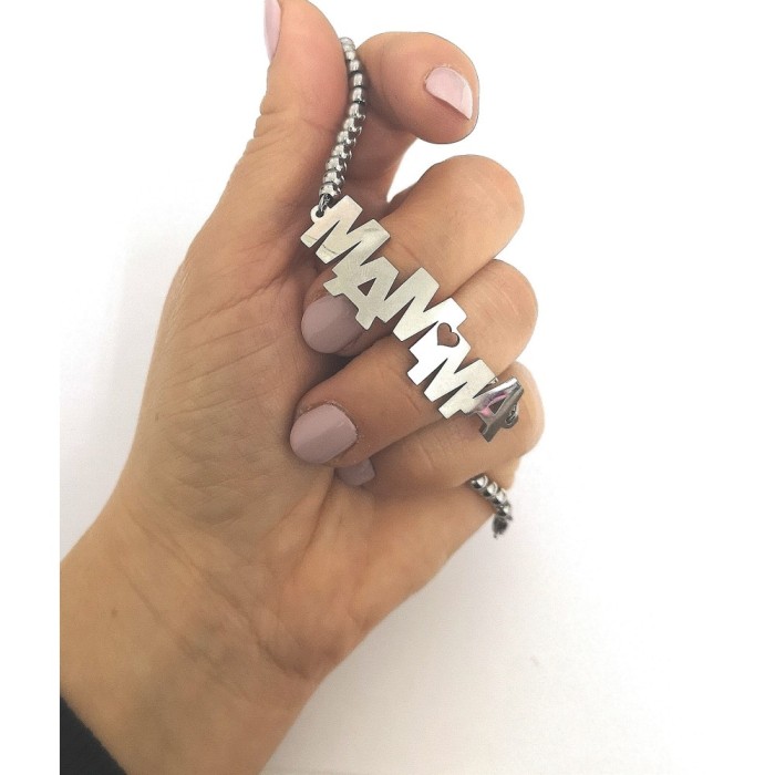 Bracciale scritta mamma con sfere  personalizzabile in acciaio