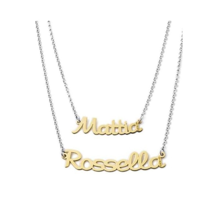 Collana con doppio nome personalizzato in argento bicolore