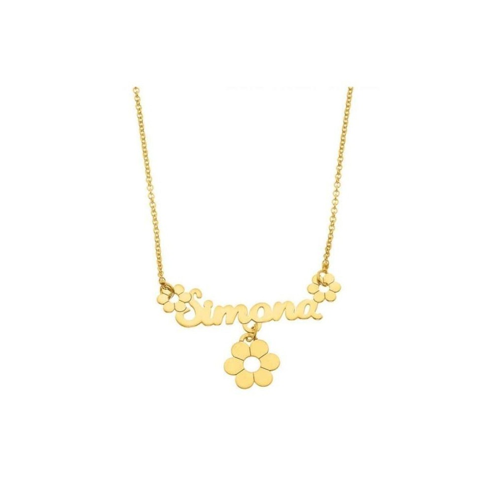 Collana con nome e fiorellini in argento 925