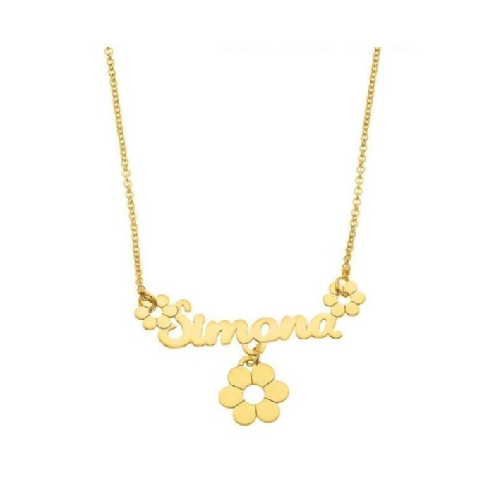 Collana con nome e fiorellini in argento 925