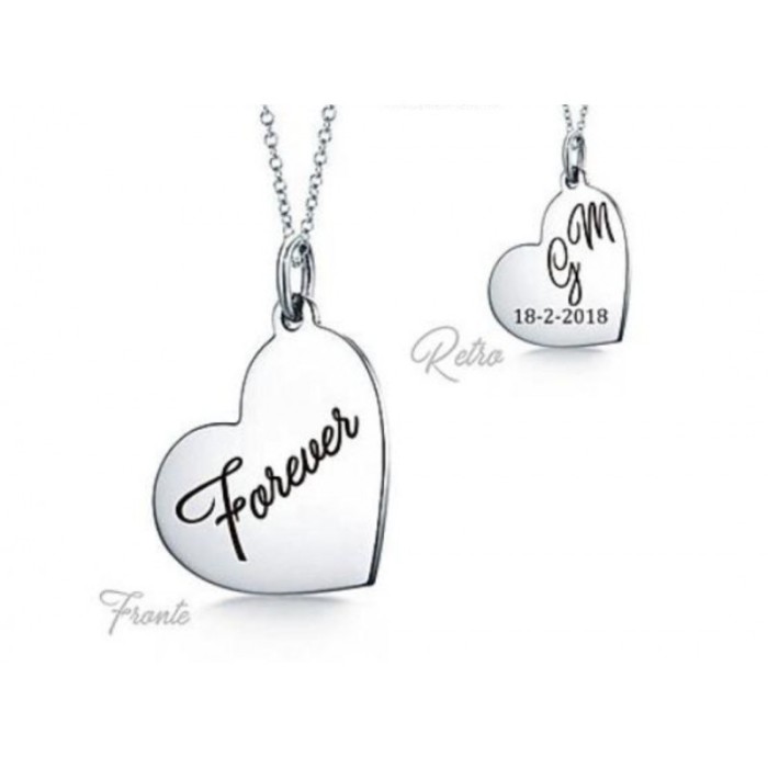 Collana con ciondolo cuore personalizzato in argento