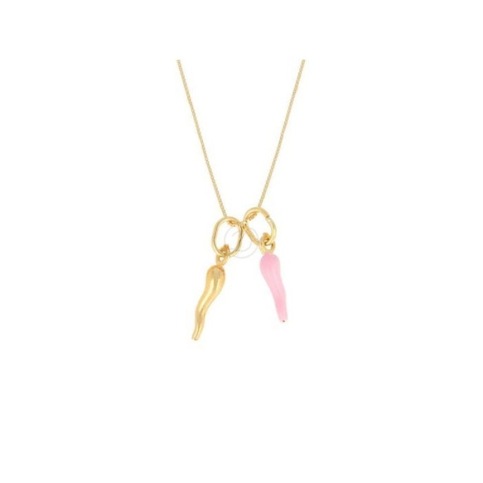 Collana con doppio ciondolo corno portafortuna