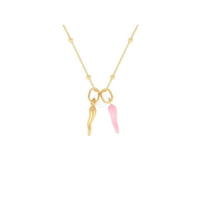 Collana con doppio corno portafortuna