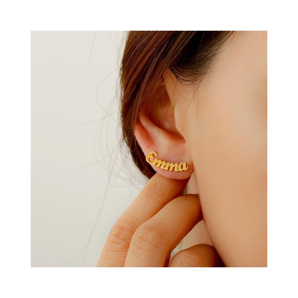 Mono orecchino con nome personalizzato argento bianco