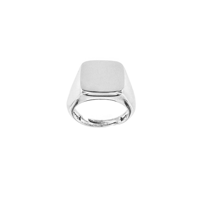 Anello quadrato argento dorato personalizzabile -square ring