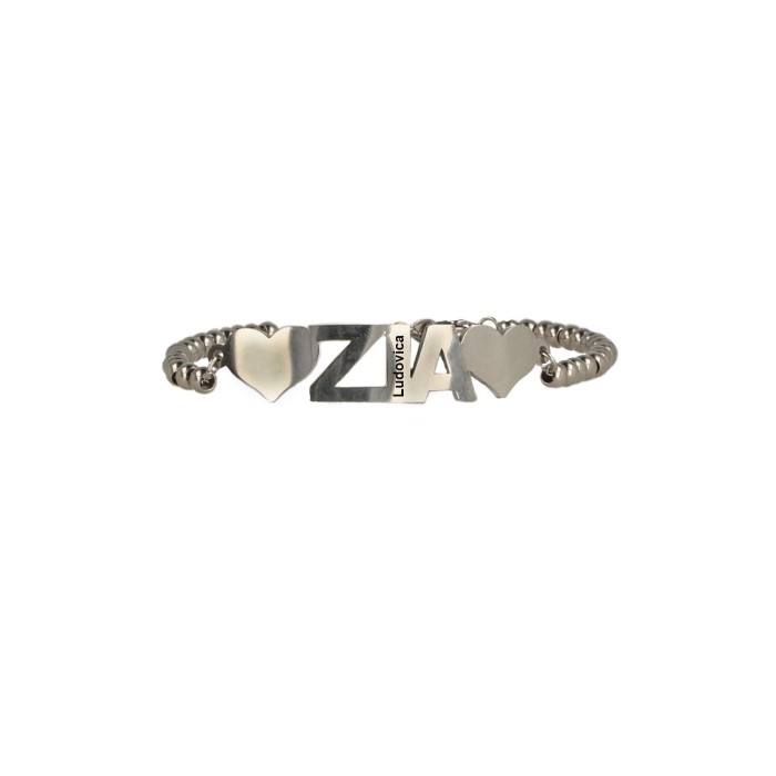 Bracciale sfere con scritta Zia in acciaio