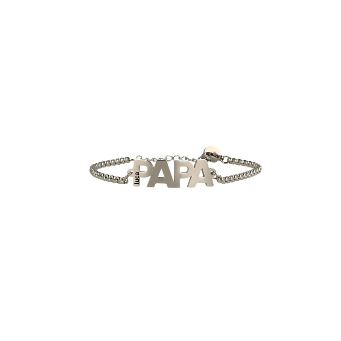 Bracciale con scritta Papa' personalizzabile in acciaio