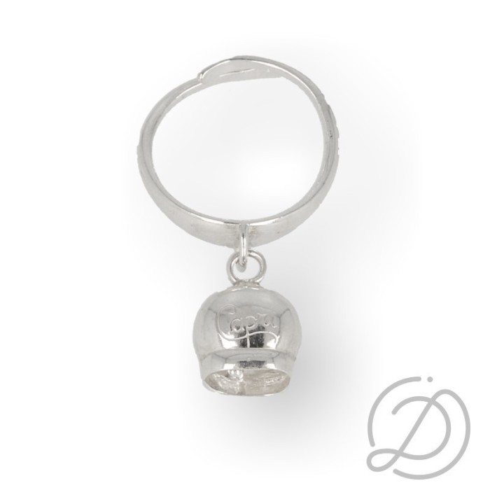 Anello con campanella in argento bianco | Doni Preziosi