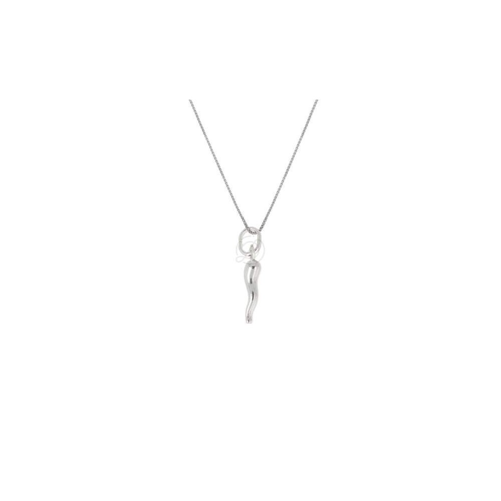 Collana con corno portafortuna in argento 925%