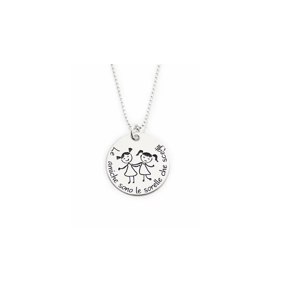 Collana in argento 925% con moneta amicizia personalizzabile
