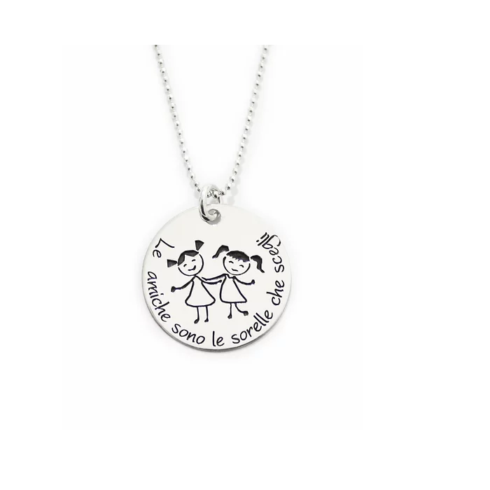 Collana in argento 925% con moneta amicizia personalizzabile