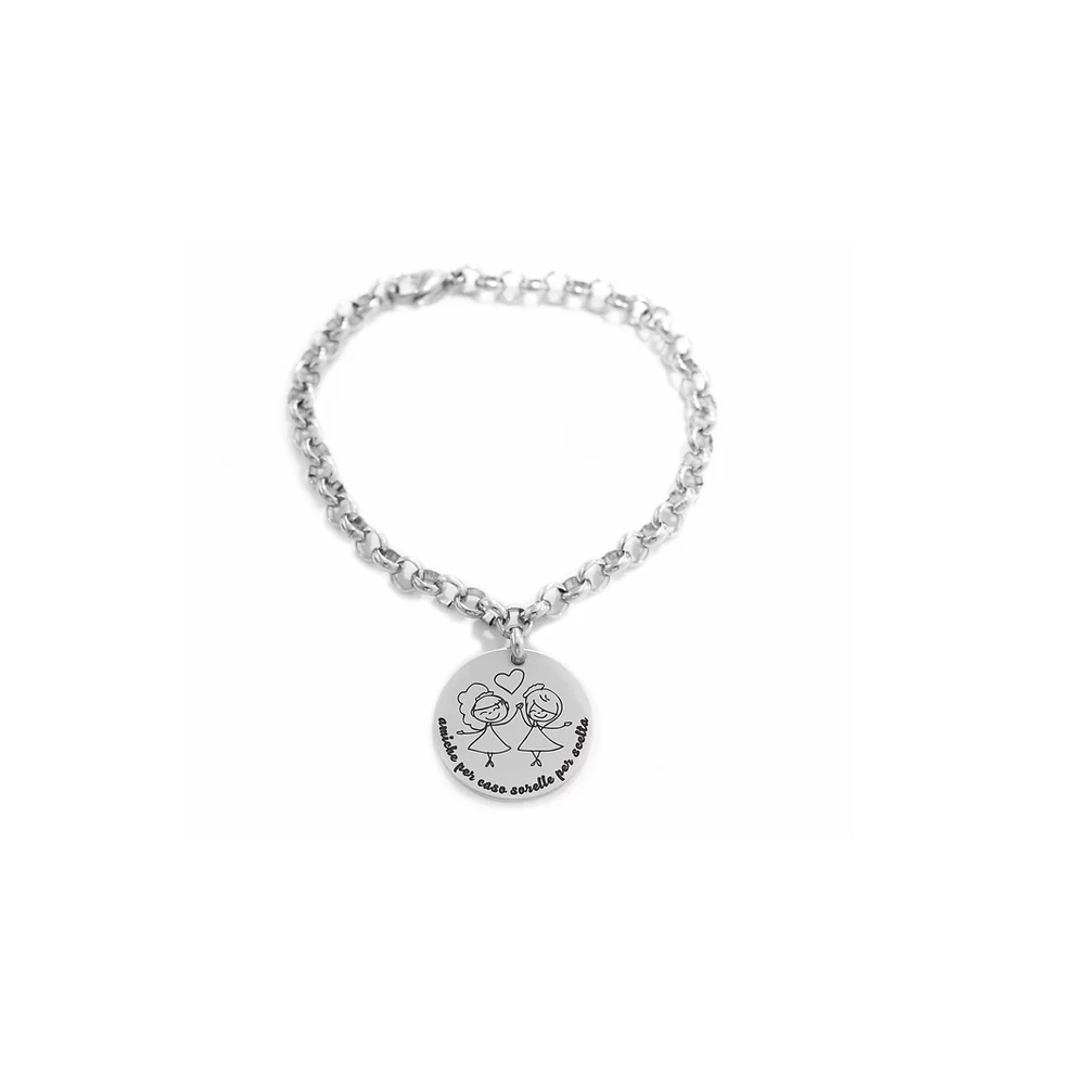 Bracciale a catena in acciaio con moneta amicizia personalizzata