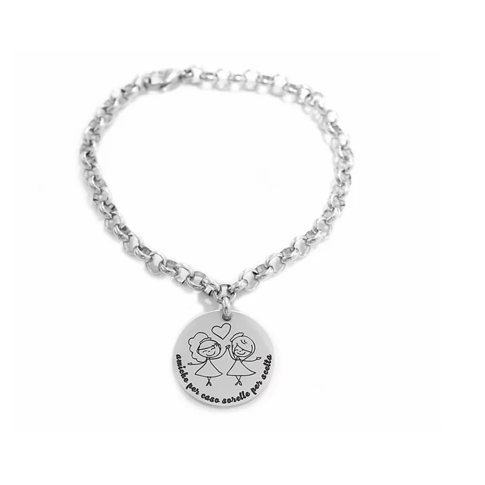 Bracciale a catena in acciaio con moneta amicizia personalizzata