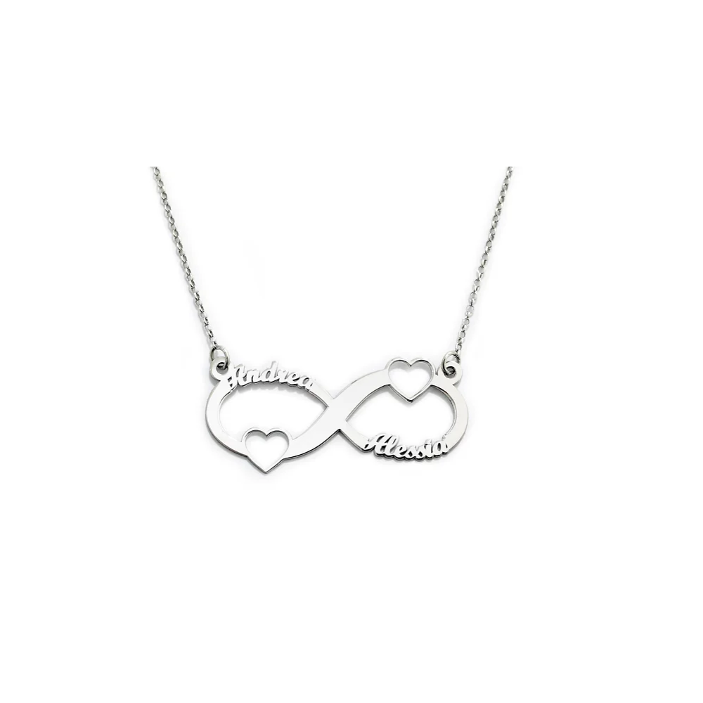 Collana Infinito in argento 925% placcata in oro bianco