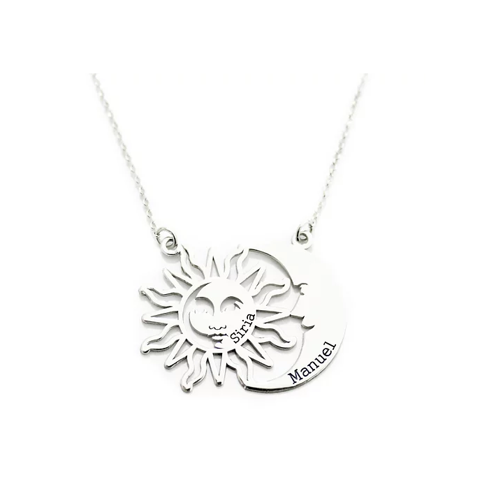 Collana ciondolo Sole Luna in argento personalizzabile