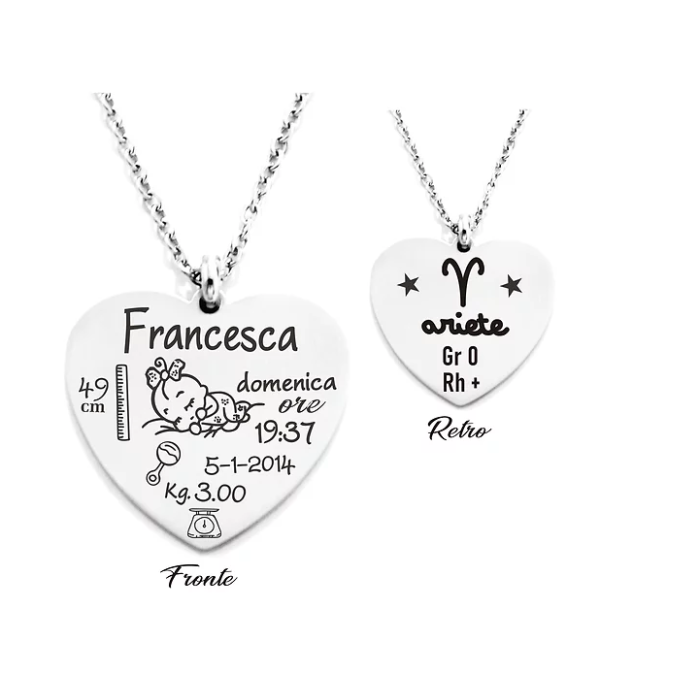 Collana cuore nascita zodiaco in acciaio inossidabile