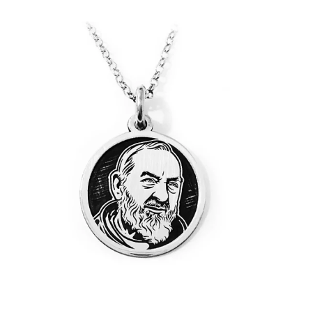 Collana con medaglia Padre Pio in argento 925%