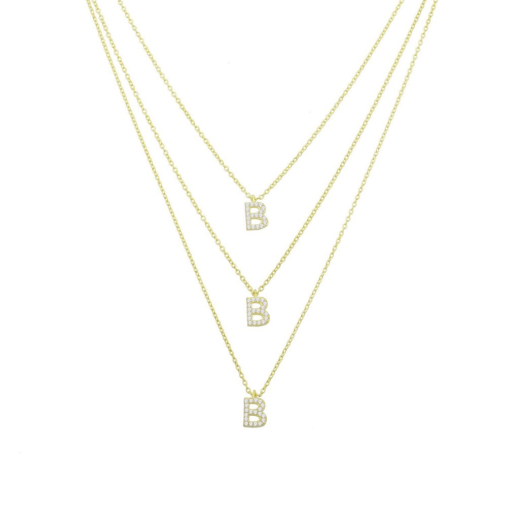 Collana con tris di lettere pavè in argento personalizzabile