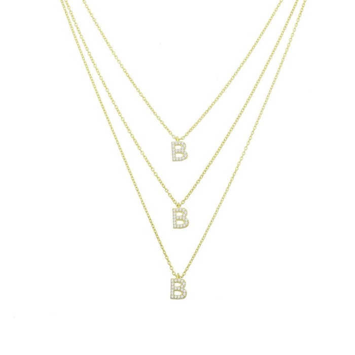 Collana con tris di lettere pavè in argento personalizzabile