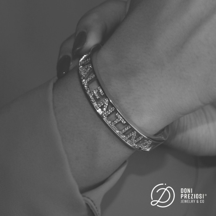 Bracciale rigido con nome personalizzato placcato oro in argento 925%