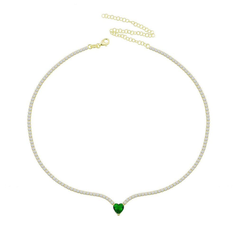 Collana Choker tennis con cuore in argento placcato oro