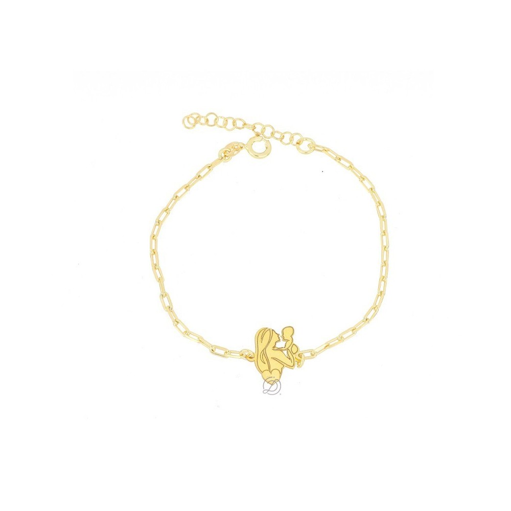 Bracciale cuore di mamma in argento placcato oro giallo