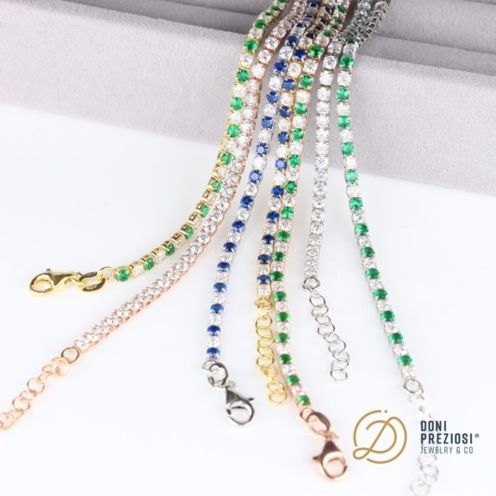 Bracciale tennis in argento 925% placcato oro bianco