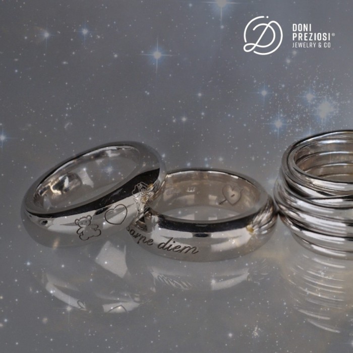 Anello fedone 9 mm personalizzabile in argento 925% placcato oro