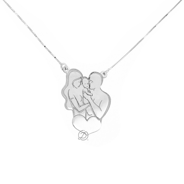 Collana Family con cuore personalizzabile in argento 925% placcato oro