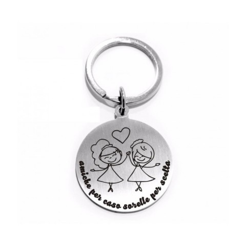 Portachiavi "Amiche per Caso Sorelle per Scelta" in acciaio