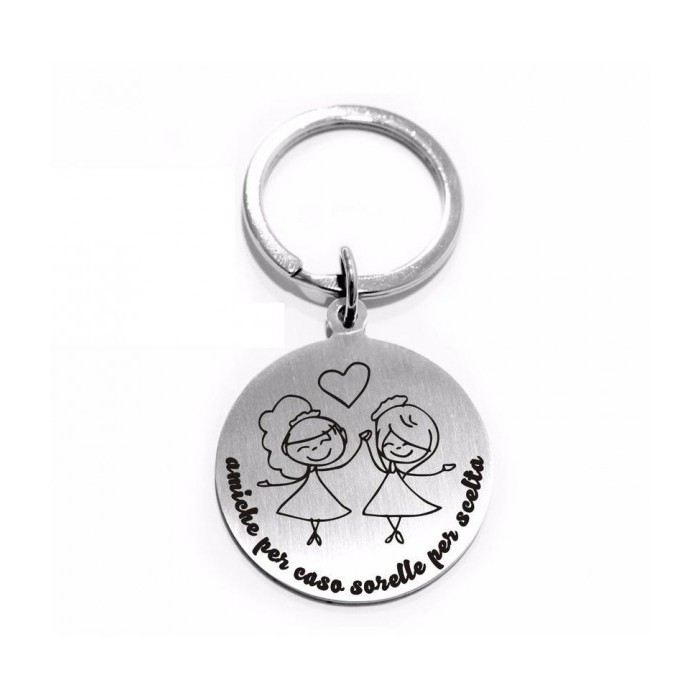 Portachiavi "Amiche per Caso Sorelle per Scelta" in acciaio