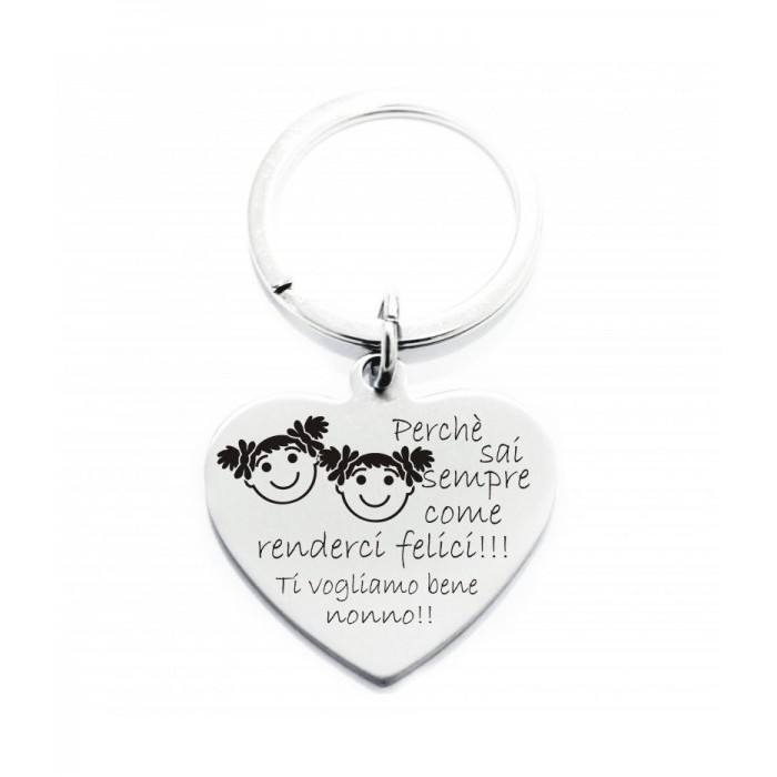 Portachiavi Nipotine + dedica Nonno Personalizzabile in acciaio