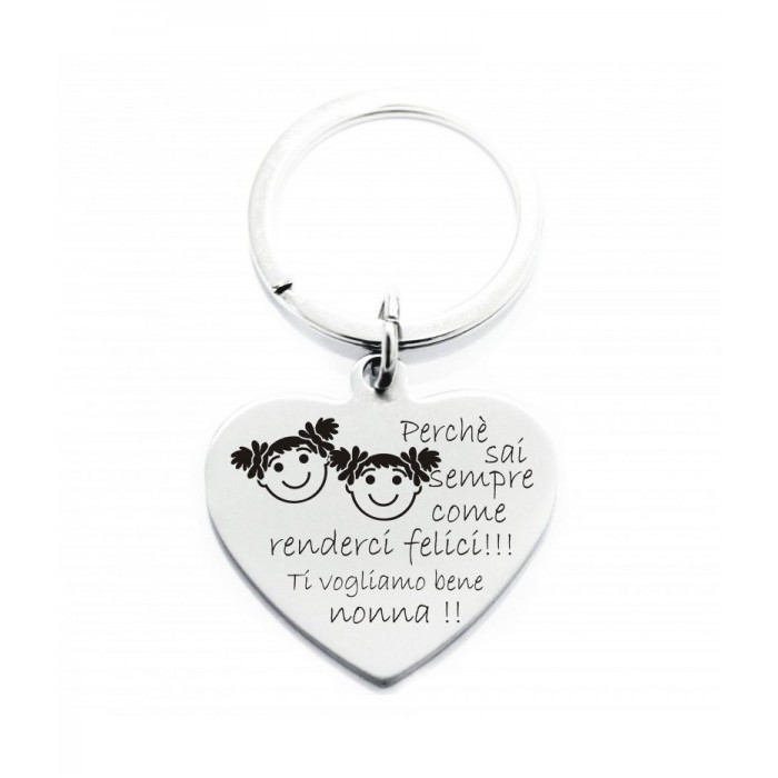 Portachiavi  Nipotine + dedica Nonna Personalizzabile in acciaio