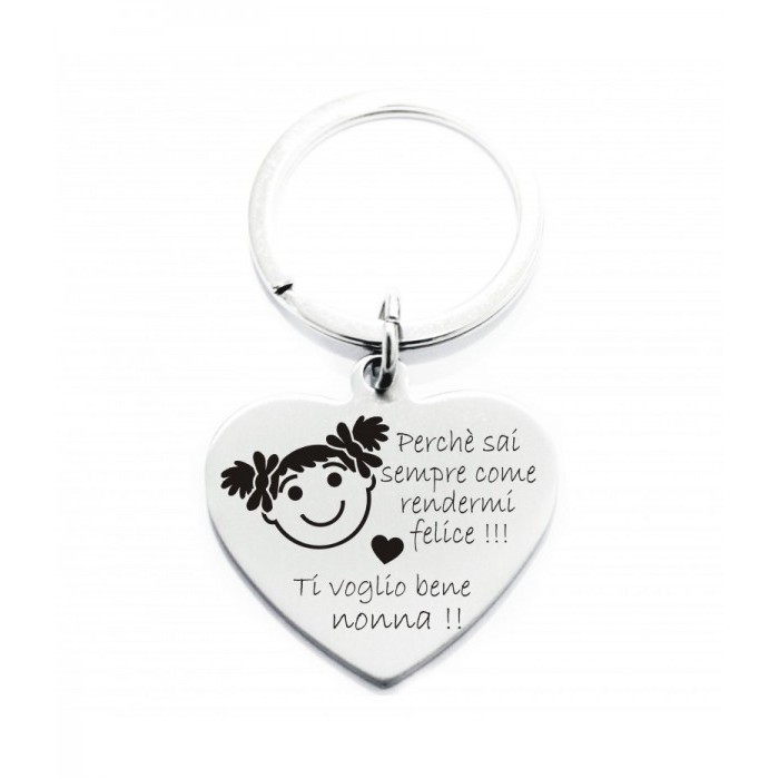 Portachiavi Nipotina+dedica Nonna Personalizzabile in acciaio