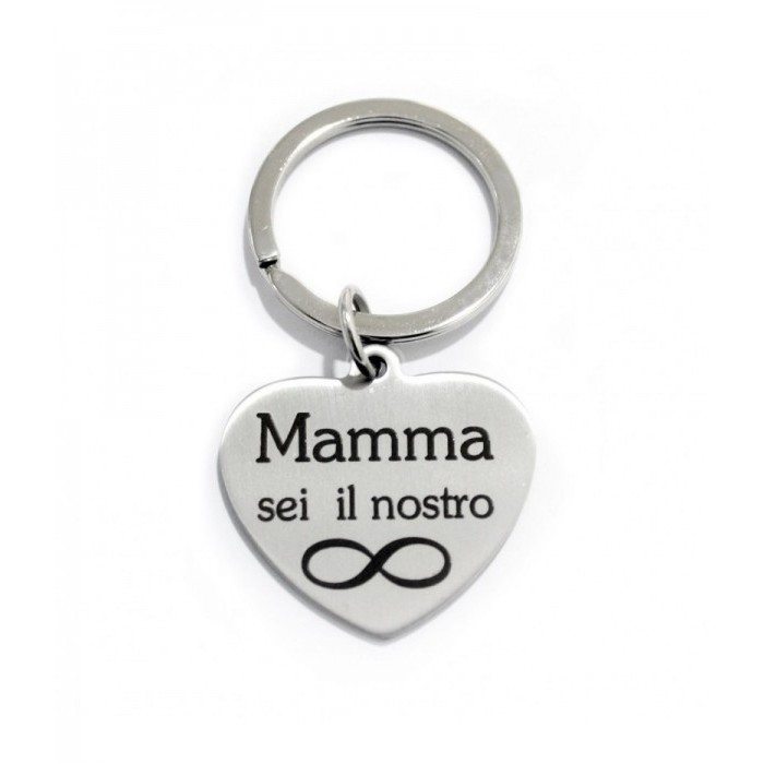 Portachiavi "Mamma sei il Nostro Infinito" in acciaio