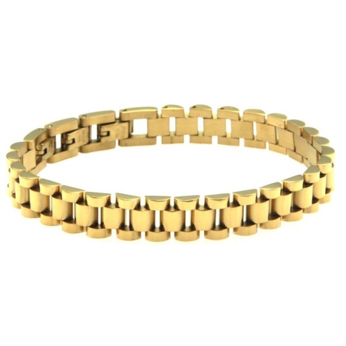 Bracciale Uomo in acciaio dorato maglia president
