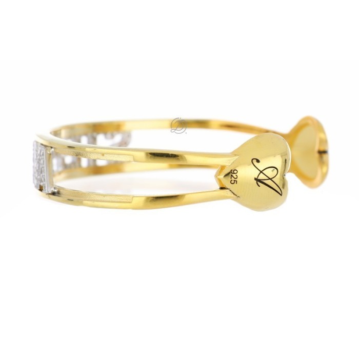 Bracciale rigido aperto in argento con nome personalizzato placcato oro