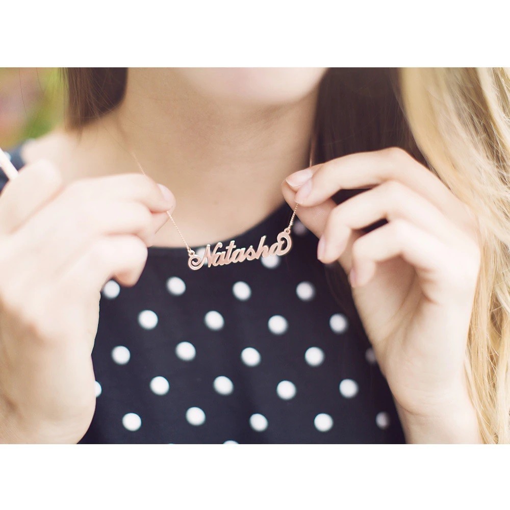 Collana con nome corsivo personalizzabile in argento 925%