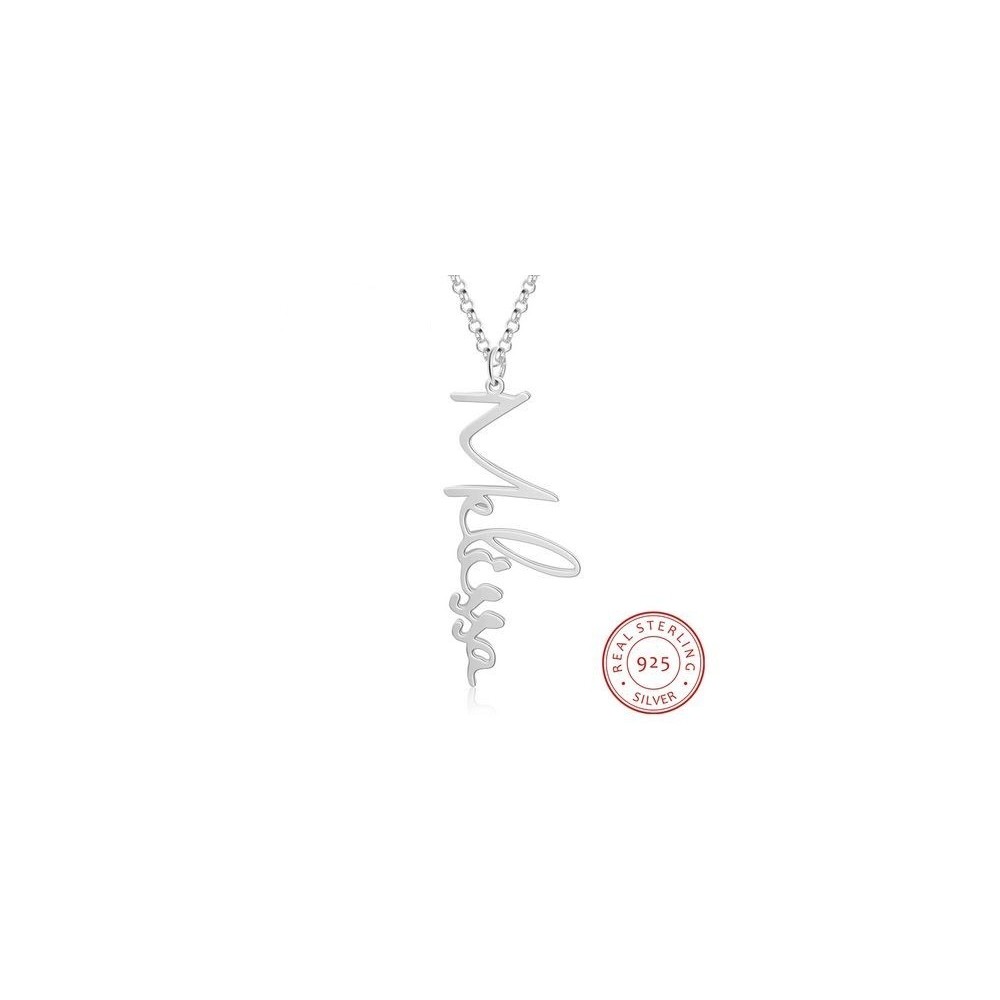 Collana con nome firma in corsivo verticale argento 925