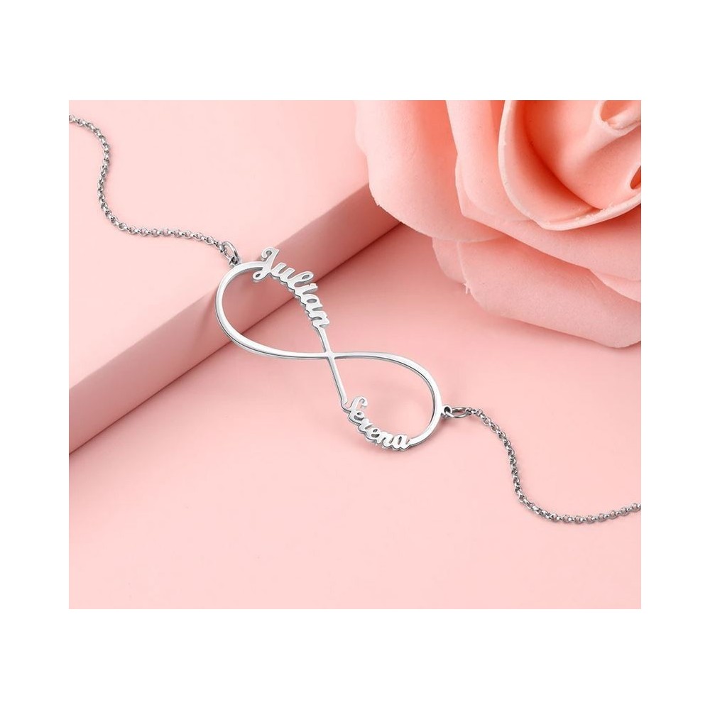 Collana infinito con nome in argento 925% personalizzabile