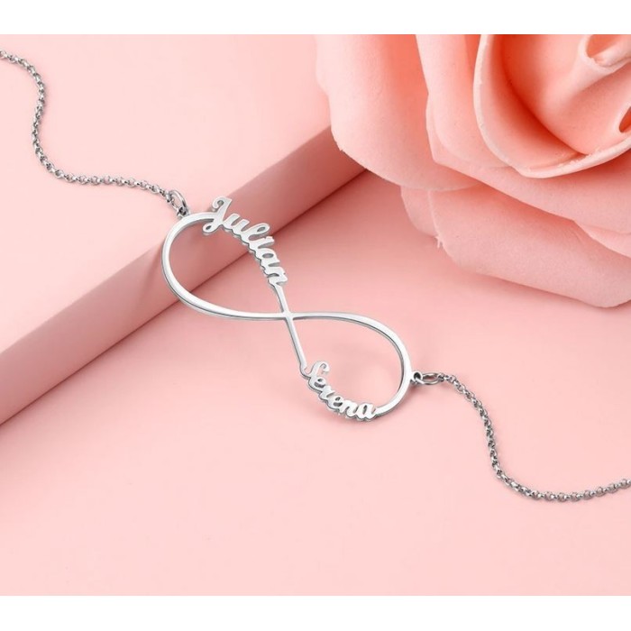 Collana infinito con nome in argento 925% personalizzabile