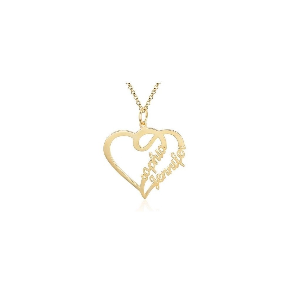 Collana cuore con doppio nome personalizzabile in argento 925%