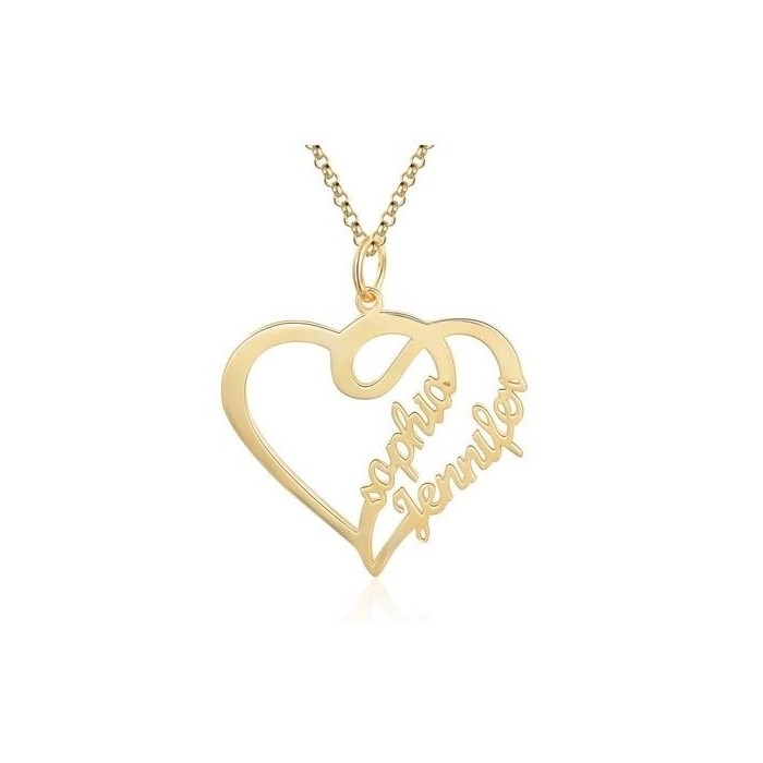 Collana cuore con doppio nome personalizzabile in argento 925%