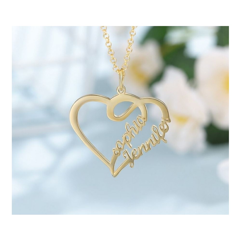 Collana cuore con doppio nome personalizzabile in argento 925%