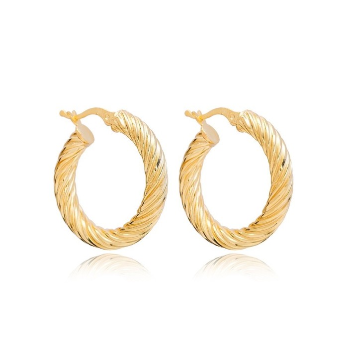 Set 4 Paia Orecchini Oro 14K Donna – Cerchi E Perno Zirconia – Ipoallergenici, Argento