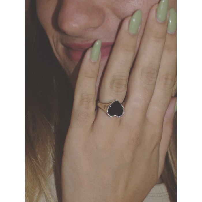 Anello Chevalier cuore smaltato rosa  da mignolo  argento