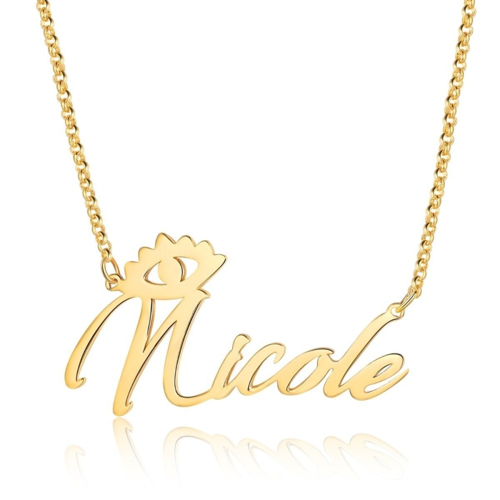 Collana con nome corsivo donna personalizzabile in argento con occhio