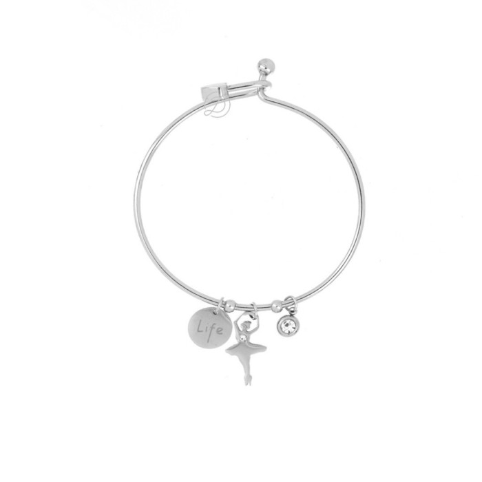 Bracciale donna in acciaio rigido con pendente ballerina