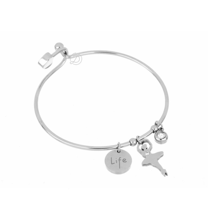 Bracciale donna in acciaio rigido con pendente ballerina